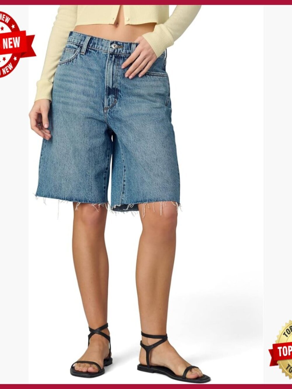 Low Rise Bermuda Shorts Women Relaxed Fit Denim 9.5in Inseam